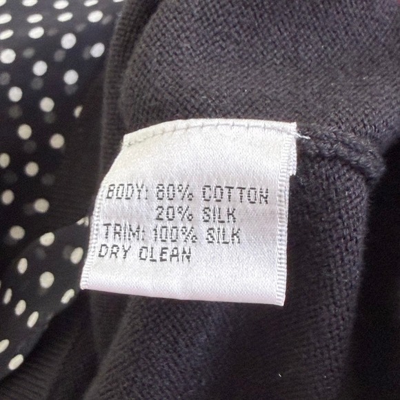 Talbots Cotton Silk Polka Dot Pullover Sweater Top Black Capsule Minimalist 3X - Picture 9 of 10